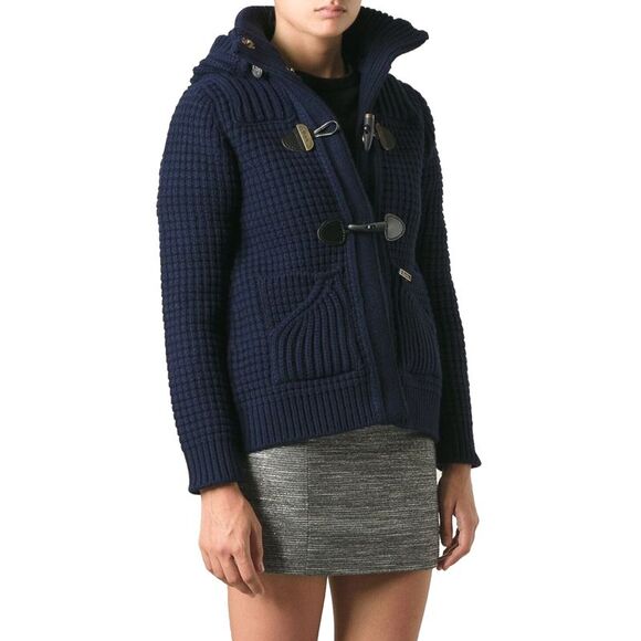 Bark Womens Montgomery Hood Knitted Jacket X-Small Navy - Picture 2 of 4